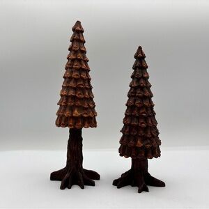 Department 56 1986 Vintage Village Pine Cone Trees Set Of 2 5221-3 Retired